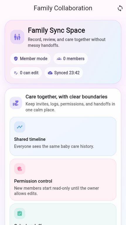 Baby Nestly family collaboration screen
